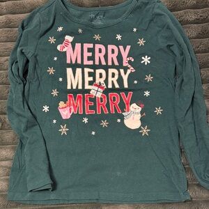 The Children's Place Festive Green Merry Long Sleeve Tee